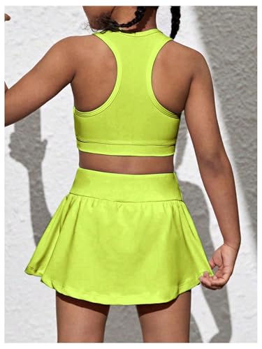 Image of SOLY HUX Toddler Girl's 2 Piece Workout Outfits Lightweight Crop Tank Tops and Skort Athletic Set Plain Mustard Yellow 6Y