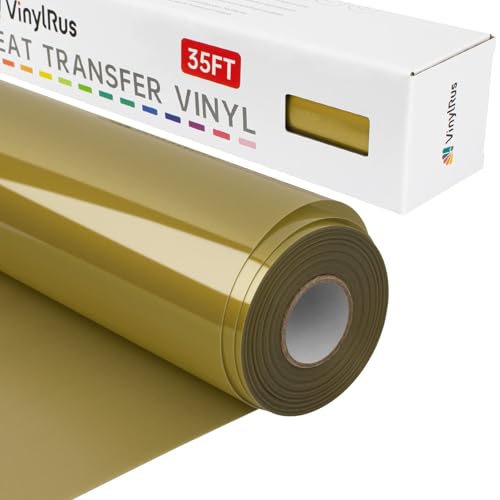 VinylRus Heat Transfer Vinyl-12” x 35FT Gold Iron on Vinyl Roll for...