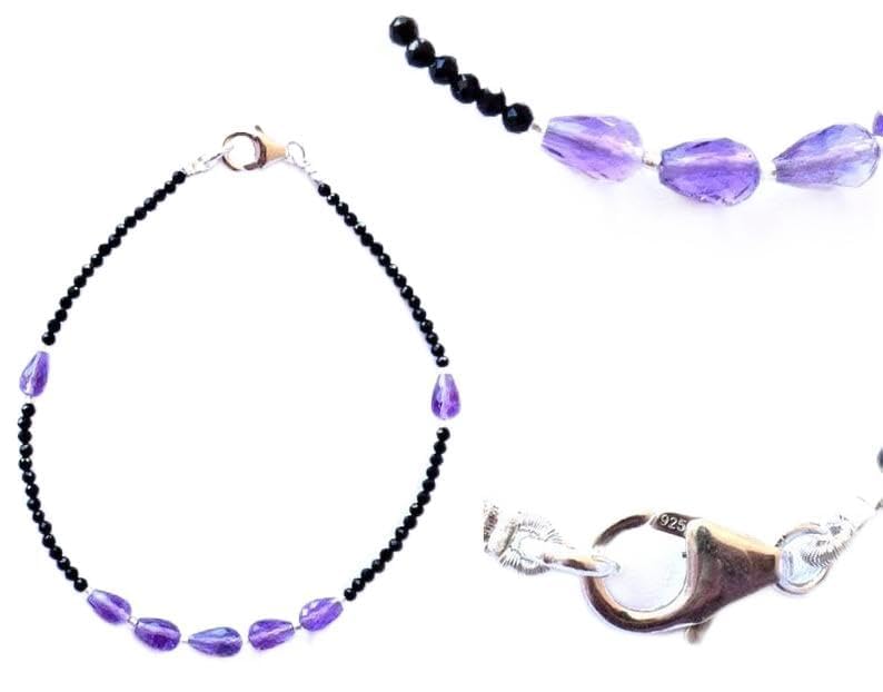 Bracelet améthyste anti-perte avec fermoir robuste en argent 925