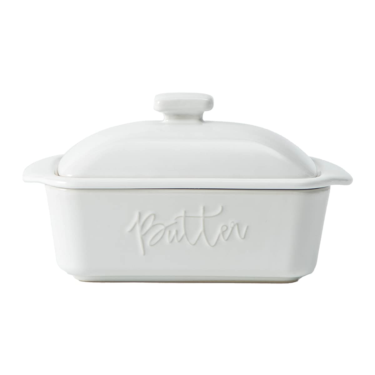 Butter Dish, 280ml French Butter Keeper & Crock with Water Seal for Countertop - Keeps Butter Fresh & Spreadable (White)