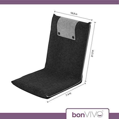 bonVIVO Easy Lounge vloerstoel met rugleuning, opvouwbare vloerstoel, gevoerd en verstelbaar, mobiele meditatiestoel, gamingstoel, blauw