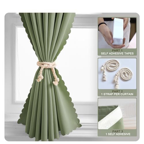 GONNRLY Self Adhesive Curtain - No Drilling, No Rod, Easy to Install Blackout Curtains for Window Blinds,Bedroom(Sage Green 47 * 96in-1P) by gonnrly - Used condition - Image 6