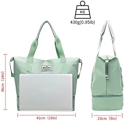 MOCARE Travel Gym Tote Bag, Sports Duffel Carry on Bags for Women, Foldable Overnight Shoulder Weekender Shopping Hospital Beach Handbag with Shoes Compartment (Mint Green) 9 MOCARE Travel Gym Tote Bag, Sports Duffel Carry on Bags for Women, Foldable Overnight Shoulder Weekender Shopping Hospital Beach Handbag with Shoes Compartment (Mint Green)