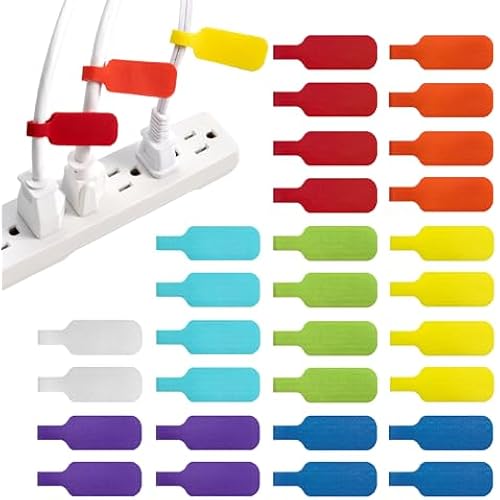 Wrap-It Storage - Cable Labels, Medium, Multi-Color (30-Pack) Write On Cord Tags for Wire Management and Identification