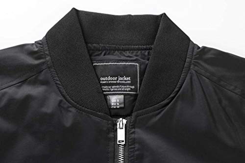 Crysully Men's Lightweight Bomber Jacket Loose Fit Softshell Windbreaker Thin Coat Black #TOP4