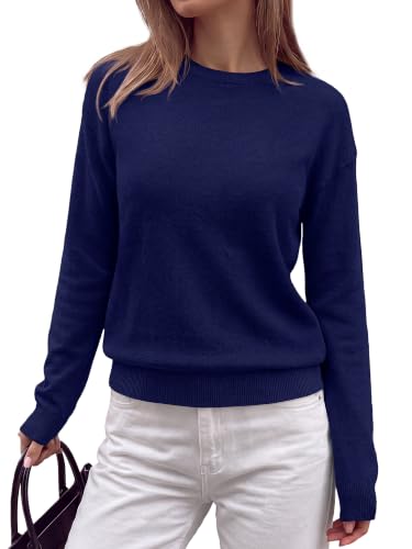 KIRUNDO Sweaters for Women 2026 Fall Lightweight Loose Long Sleeve Tops