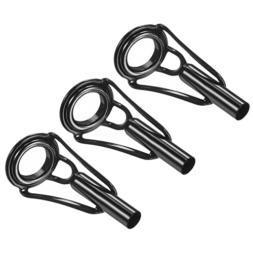 PATIKIL 3.6mm Tube Dia Fishing Rod Tips Repair Kit, 3pcs Stainless Steel Black Guide Ring for Saltwater Freshwater Fishing