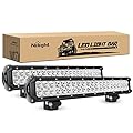 Nilight - NI06A-126W Light Bar 2PCS 20 Inch 126W LED Lights Spot Flood Combo Led Off Road Driving Lights Led Fog Lights Jeep Lights Boat Lighting LED Work Light ,2 Years Warranty