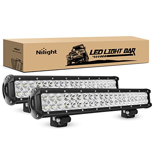 Nilight - NI06A-126W Light Bar 2PCS 20 Inch 126W LED Lights Spot ...
