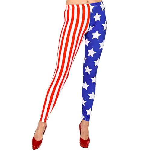 W WIDMANN MILANO Party Fashion - USA Leggings pour femmes, drapeau américain, sport, costume