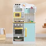 Teamson Kids Little Chef Florence Classic Kids Play Kitchen Toddler Pretend Play Set with Accessories, 2 Drawers, and Clock White Green Yellow