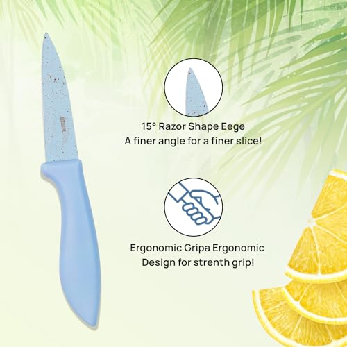 Image of SKYTONE Knife Set of 3 with Cover, Stainless Steel Knives for Kitchen| Sharp Edge Cutting Chef Knifes for Chopping Vegetables, Fruits, Multipurpose Knife, Kitchen Tools