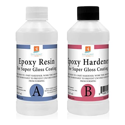 Epoxy Resin 16 oz Kit | 1:1 Crystal Clear Resin and Hardener for Super Gloss Coating | For Bars, Tabletop, Art, Jewelry, Casting Molds | Safe for Use on Wood, Metal, Stone, Plastic, Marine Sealer Cover