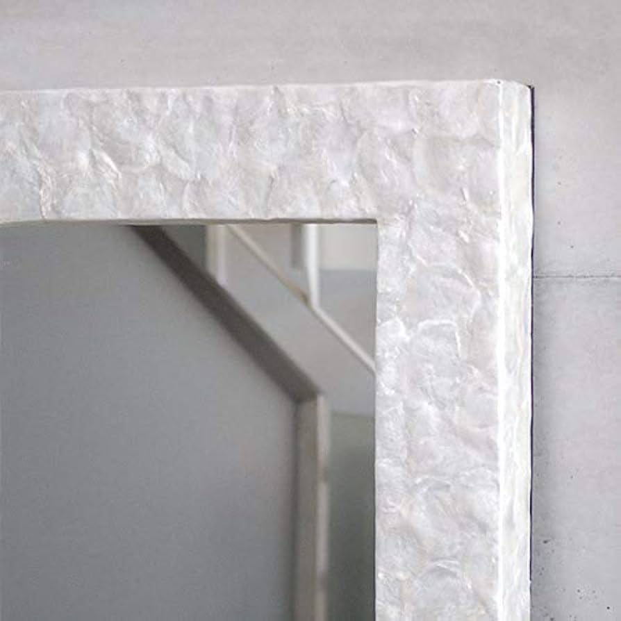 【河内】シェルタイルデザイン全身鏡 シェルアートミラー(モザイク)/125cm | ミラー,シェルフレーム