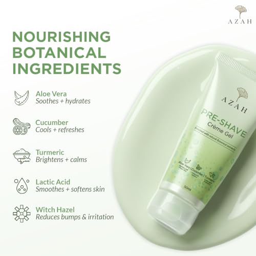 Image of Azah Pre-Shave Gel For Women With Aloe Vera & Cucumber| Free from Sulphates & Parabens | No Razor Burns or Cuts | Best for Smooth Facial Shaves & Moisturizing | For All Skin Types - 50 ml