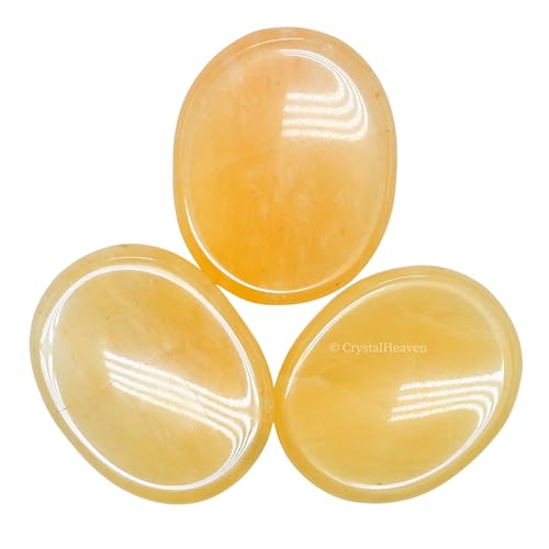 Image of Crystal Heaven Certified Yellow Aventurine Thumb Worry Pebbles Stones Anxiety Stress Relief Massage - Aaa Grade Original Healing Gemstone Agate Rubbing Stone Yoga Meditation Spiritual Reiki Feng Shui