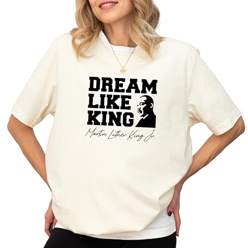Dream Like Martin Womens T-Shirt MLK Inspirational Quote (US Alpha Medium Regular Regular Sand)