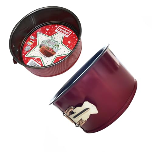 Zenker Set 2 Stampi Rotondi Antiaderenti Rossi in Acciaio al Carbonio, Tortiera a Cerniera Ø 18x7 cm e Stampo Alto Panettone Ø 18x10 cm, resistenti 230°C, per Torte e lievitati
