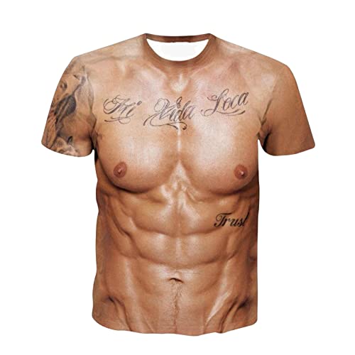 ECOMISTIQ®3xFashion 3D Muscle Printed Men's Short Sleeve Body Pri...