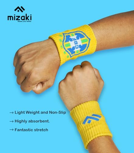 Image of Mizaki Super Comfert Wristband for All Sports - Stretchable, Super Sweat Absorbent Supports for Wrist (Yellow)