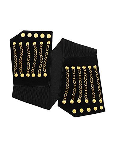 uxcell Women Ultra Super Wide Elastic PU High Waist Belt Rivet Chains Cinch Waistband for Dresses3