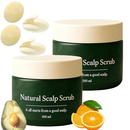 Lissima Natural Scalp Scrub, Deep Cleansing & Nourishing Exfoliating, Relieve Itchy Scalp & Dandruff, Relieves Dryness, Gentle Botanical Formula, With Scalps Massage Brush for All Hair (2pcs)