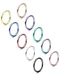 ZXLIHS 10 Aros para tabique de Nariz para Mujeres y Hombres – 16G 18G 316L de Acero Inoxidable quirúrgico con bisagras Clicker Lip Helix Rook Tragus Daith Conch Piercing Jewelry ílago Sleeper