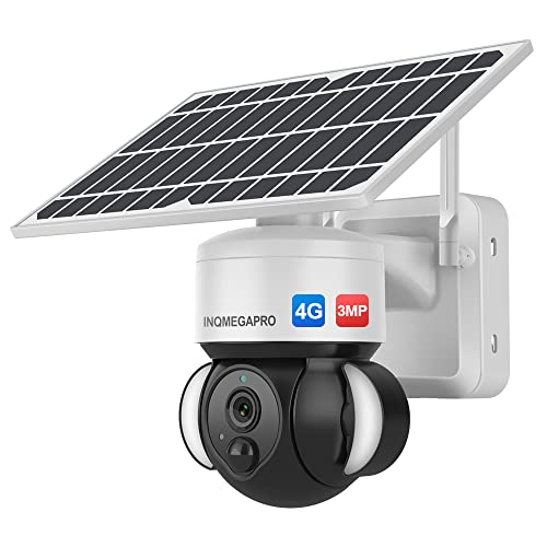 INQMEGAPRO Überwachungskamera 4G LTE Solar Kamera 3MP PTZ Kamera Überwachung Außen mit PIR Bewegungserkennung,Farbnachtsicht,Zwei-Wege-Audio,IP66 Wasserdicht,SD-Kartensteckplatz/Cloud,TUYA APP Cover