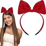 Luhaomisky 1Pc Red Fashion Cute Bow Headband Bowknot Hair Hoops Bands Headpiece Hairband for Women and Grils, Christmas Birthday Party Decorations Accessories Easy to Wear,Headbands Hair Accessories