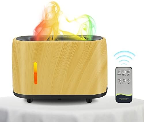 Essential Oil Diffusers, Flame Air Diffuser Humidifier, 240ml Aromatherapy Diffuser with 7 Color Changing Modes & Waterless Auto-Off Protection for Bedroom Home, Office, Spa, Gym, etc. (Wood Color)