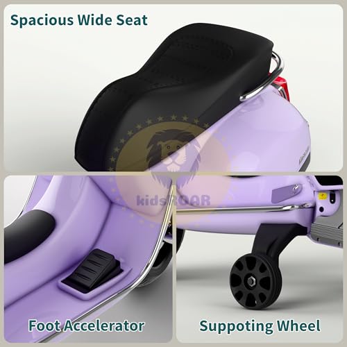 Image of KidsROAR 12V Electric Bike for Kids with Remote Control, Battery Operated Scooter Bike for Boys & Girls, Wide Seat, Music & Lights, Safe Ride-On for 2-6 Years, Manual & Remote Control (Purple)