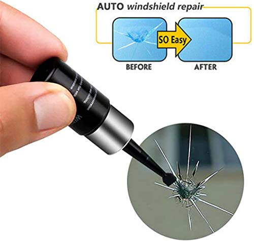 LWRhome Líquido de reparación de nanopartículas de Vidrio automotriz, Kit de Herramientas de reparación de Chips de Grietas de Vidrio de reparación de Parabrisas de automóviles (Negro)
