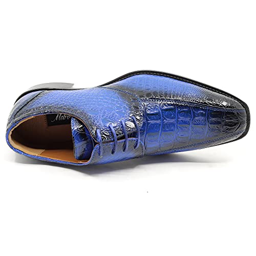 Men's Alligator Crocodile Print Oxford Fashion Lace Up Dress Shoe Croco-03 (Royal Blue, Us_Footwear_Size_System, Adult, Men, Numeric, Medium, Numeric_10) #TOP3