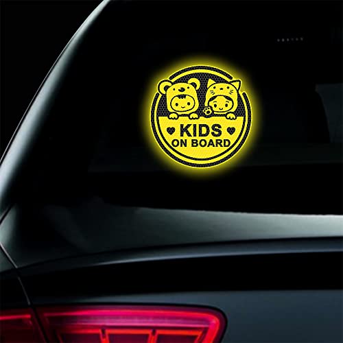 Image of 2PCS Assured Signs Baby On Board Sign Stickers,Reflective Kids on Board Stickers Baby Safety Warning Decal for Cars- Bright Yellow, Durable (Kids on Board)