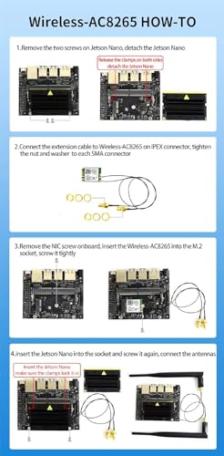 Image of Waveshare 8265AC /8265NGW Wireless NIC Module M.2 NGFF for Jetson Nano Support 2.4GHz / 5GHz 300Mbps / 867Mbps Dual Band WiFi and Bluetooth 4.2 | Assembly Instruction Included