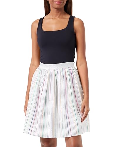 Jupe plissée blanche légère et fluide à rayures multicolores