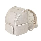 monchéri モンシェリ [拡張パイピングリュックキャリー] 犬 キャリーバッグ・スリング 小型犬 (FREE/ベージュ) 飛び出し防止 軽量 抱っこ紐 お出かけ 旅行 肩パッド 犬用