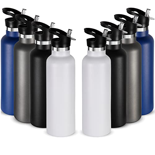 Neihepal Garrafas de água isoladas de 680 g em massa Pacote com 8, garrafa esportiva de parede dupla