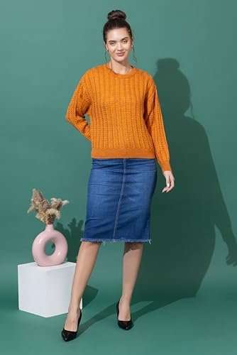 Image of Wear lusso Women's Woolen Cable Knit Pullover Sweater | Full Sleeve Round Neck Winter Wear | 100% Wool Soft & Warm Stylish Sweater for Girls, Ladies & Women | Cozy Casual Winter Fashion