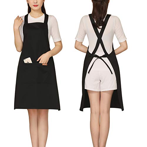 NEWGEM Adjustable Grilling Apron with 2 Pockets Cotton for Stylist,Barber,Teacher,Cobbler Fits for Paint,Vintage,Baking Wine Color Black