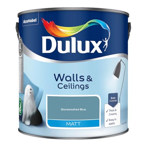 Stonewashed Blue Walls & Ceilings Matt Emulsion Paint 2.5L – Smooth Creamy Finish, Quick Dry, Low VOC, Easy Application for Interior Walls & Ceilings