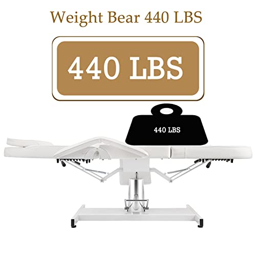 Hydraulic Facial Chair Tattoo Chair Adjustable Professional for Esthetician Beauty Lash Extensions Spa Table Esthetician Chair Spa Beds for Esthetician with Storage Pocket (White) - Image 6