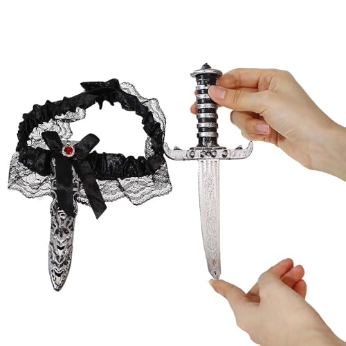 2 Pcs Pirate Sword with Lace Bow Womens Pirate Costume Toy Sword with Thigh Garter Pirate Costume Women Pirate Accessories