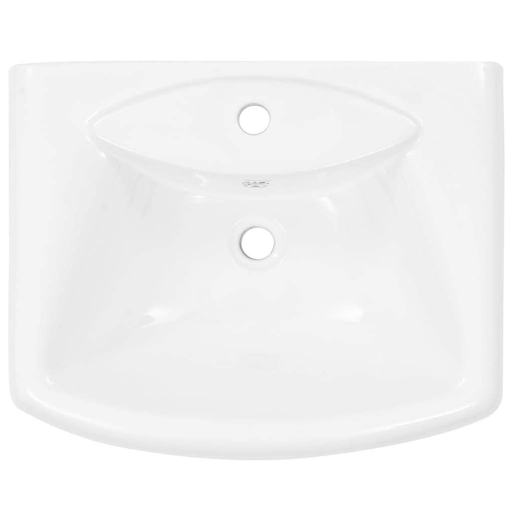 Lavabo de pie Lavabo con Pedestal en Cerámica Lavabos de Pedestal Blanco 58x47x20 cm