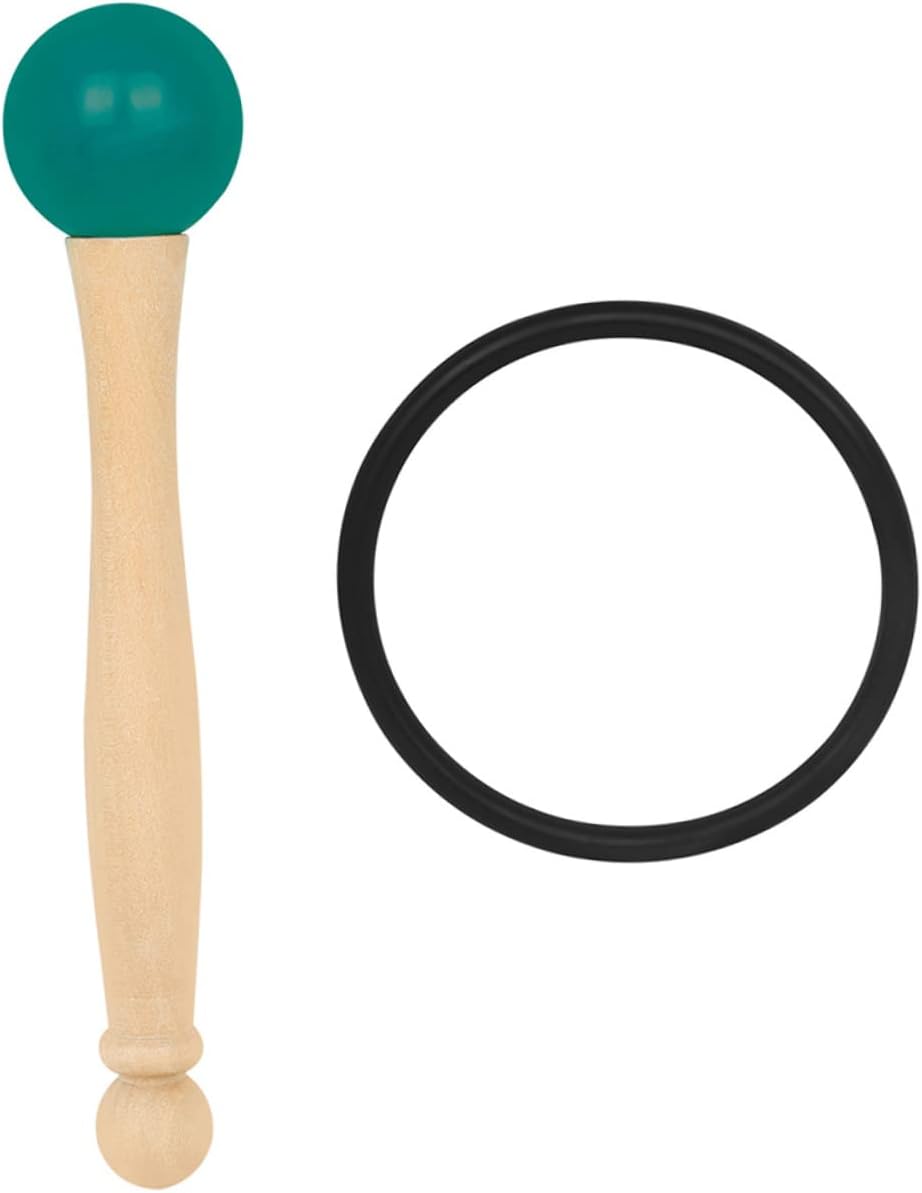 1Set Crystal Bowl Mallet with Wooden Knocking Stick and Rubber Ring for Sound Healing and Meditation
