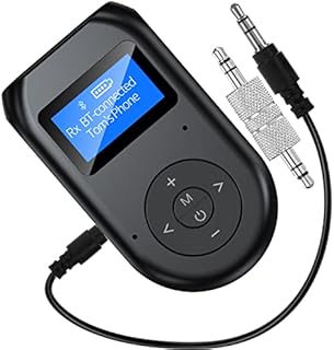 RIOUSV Bluetooth Transmitter Receiver, 4-in-1 Bluetooth 5.0 Visible Wireless Bluetooth Adapter with Display Screen, Low Latency Audio Adapter for TV/PC/Car/Home/Stereo System