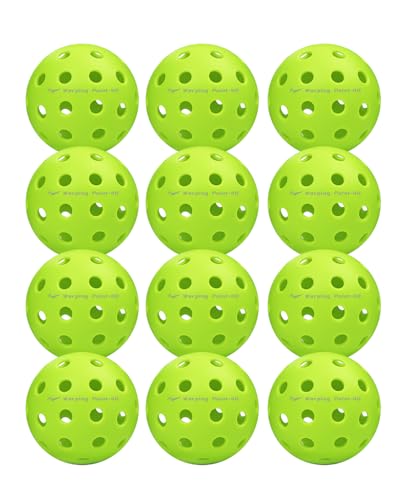 Warping Point Outdoor Pickleball Balls, 12 Pack 40 Holes Green PickleBalls with Mesh Bag, Meet USAPA Specifications, High Bounce Durable Practice Pickle Ball for Beginners Intermediate Player
