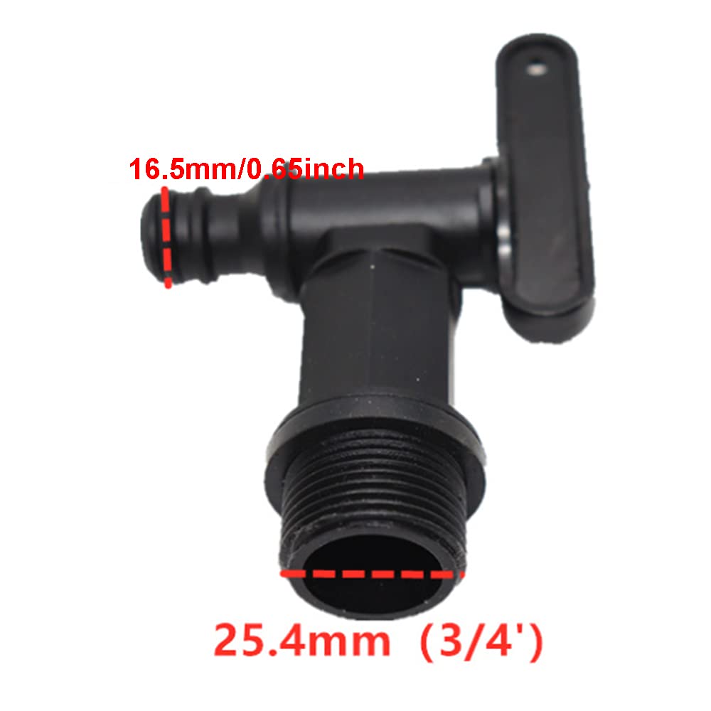 Rubinetto Di Ricambio In Plastica Con Filettatura 3/4 Di Pollice - Adattatore Per Serbatoi IBC, Bidoni Pioggia E Barili - Facile Installazione, Resistente E Antiruggine - 3