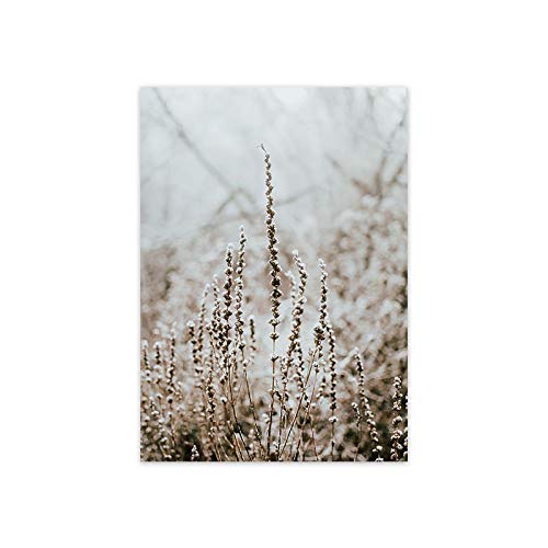 Toile peinture nordique nature et paysage d'hiver lot de 3 affiches botanique 50x70cm - 3