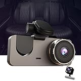 Ganfancp Front and Rear Inside 3 Channel Dash Cam,HD 1080P Dash Camera,170°+140° Wide Angle,IR...